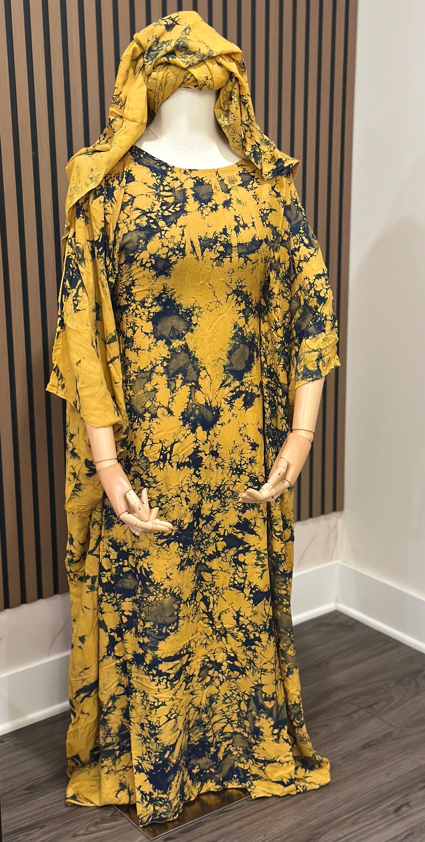 Handmade Tunique with Matching Scarf — Tie-Dye Fabric