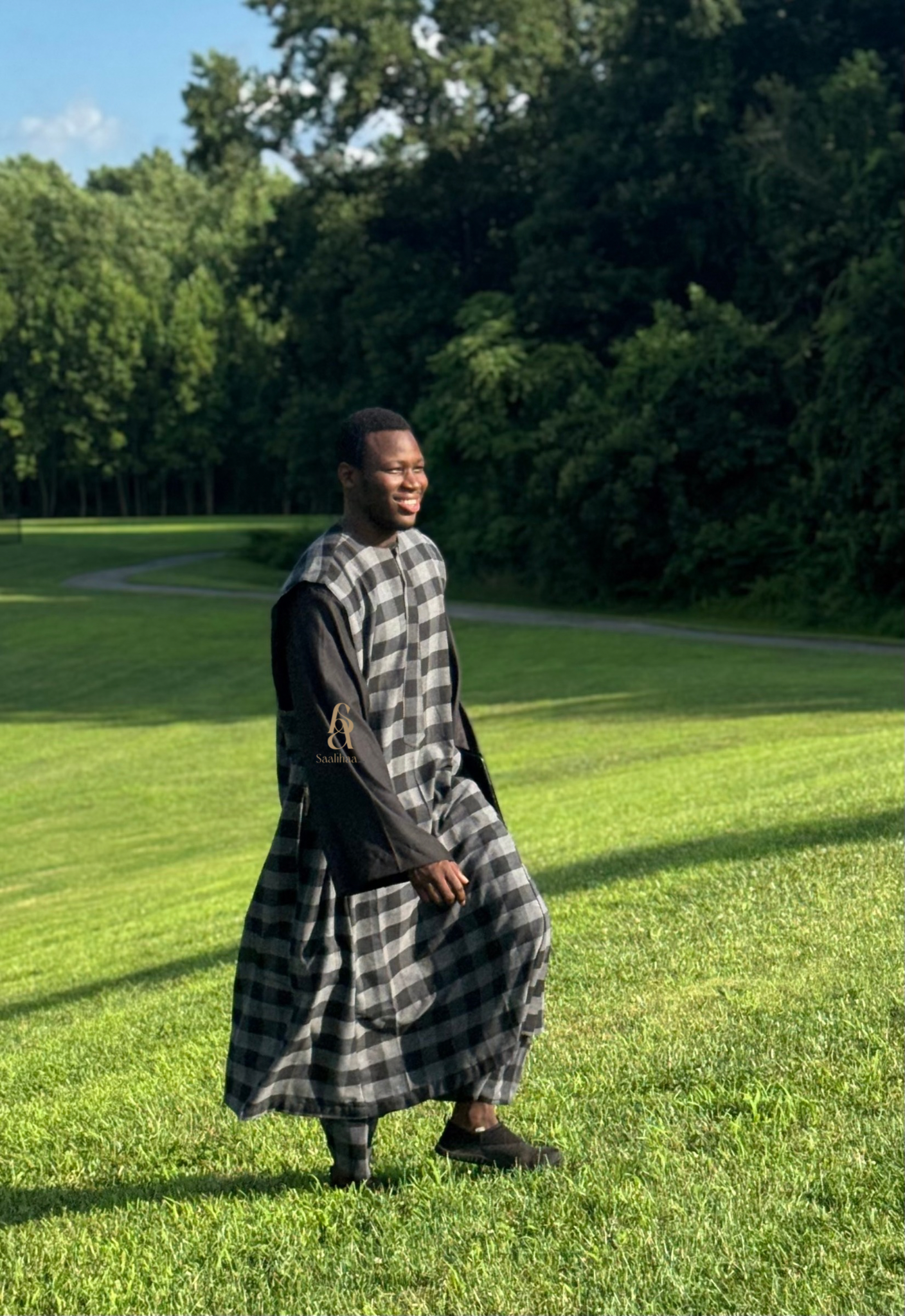Baye Fall Laxasay – 3-Piece Set in Grey & Black (Faxiya, Djiteul, Thiaya)