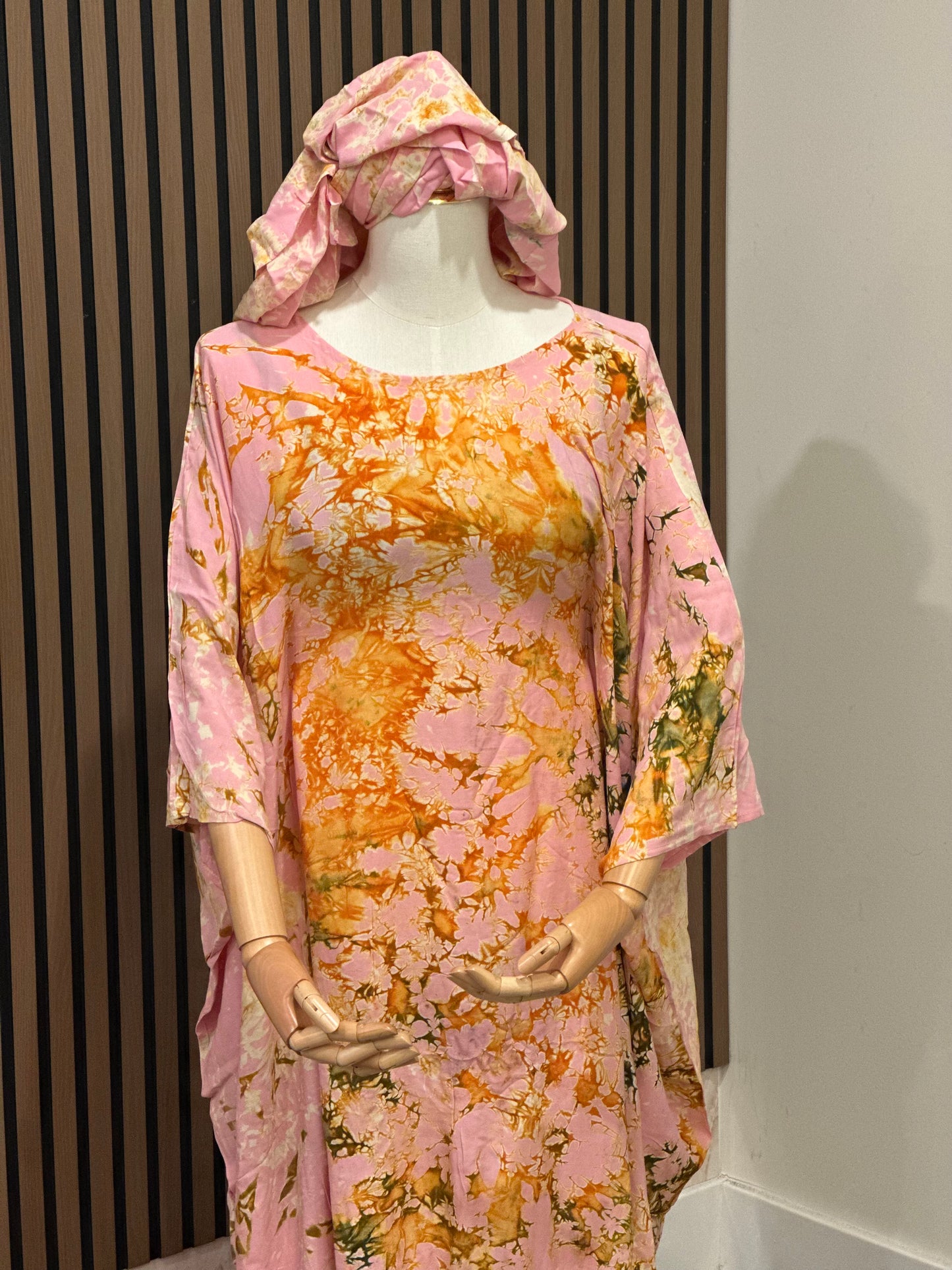 Handmade Tunique with Matching Scarf — Tie-Dye Fabric