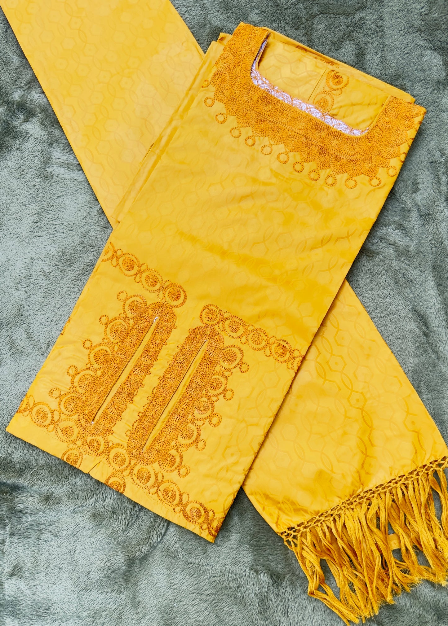 Baye Lahad with Matching Scarf – Premium Bazin Riche Embroidery Set