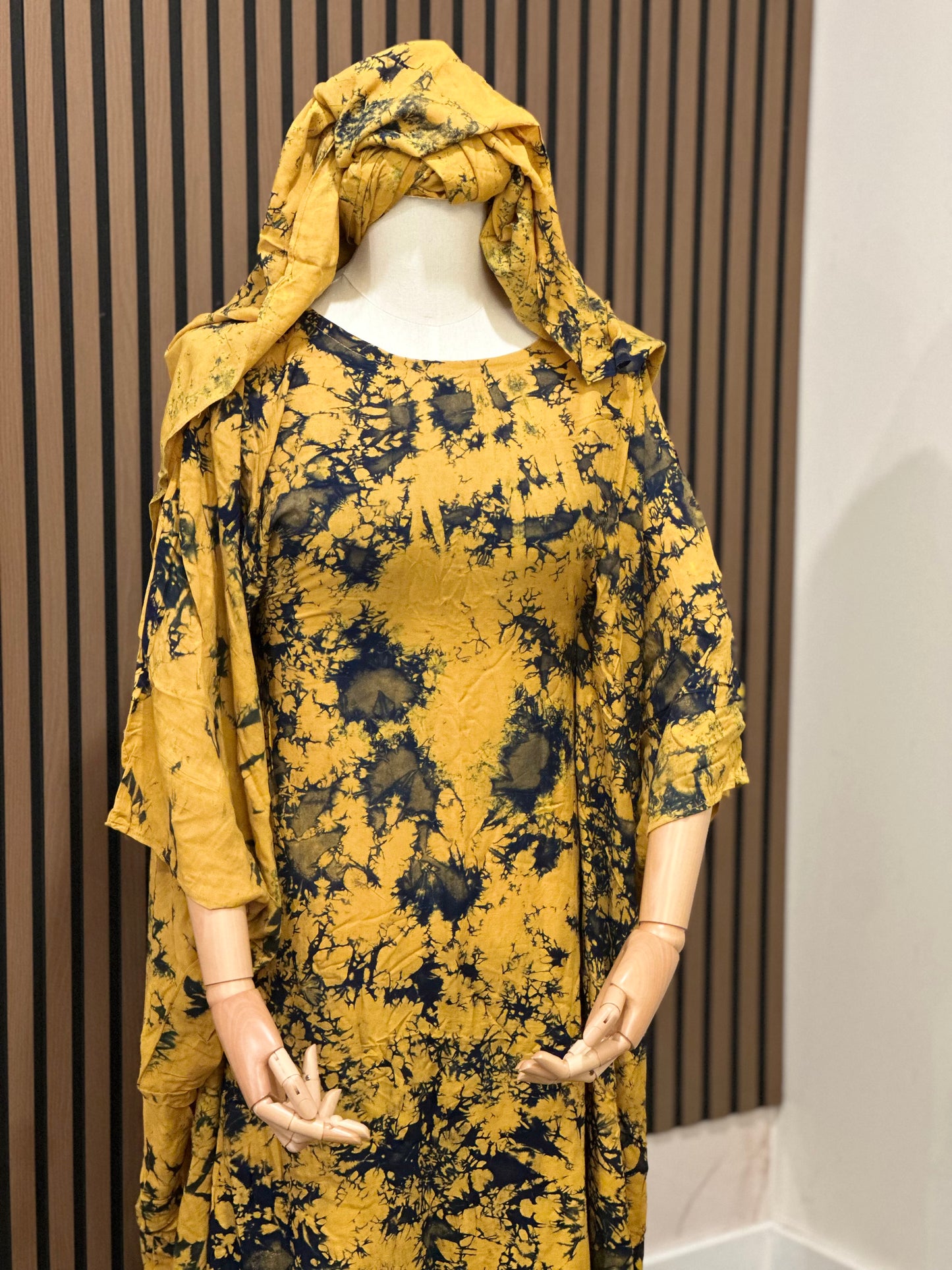 Handmade Tunique with Matching Scarf — Tie-Dye Fabric