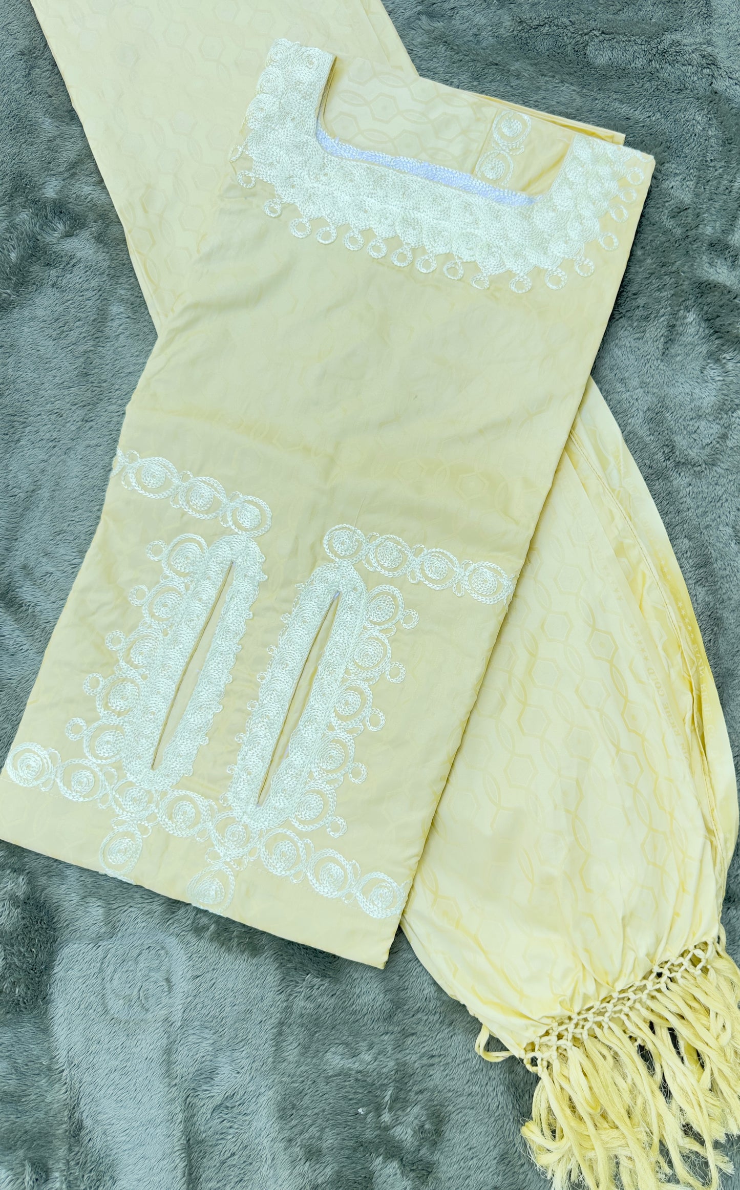 Baye Lahad with Matching Scarf – Premium Bazin Riche Embroidery Set
