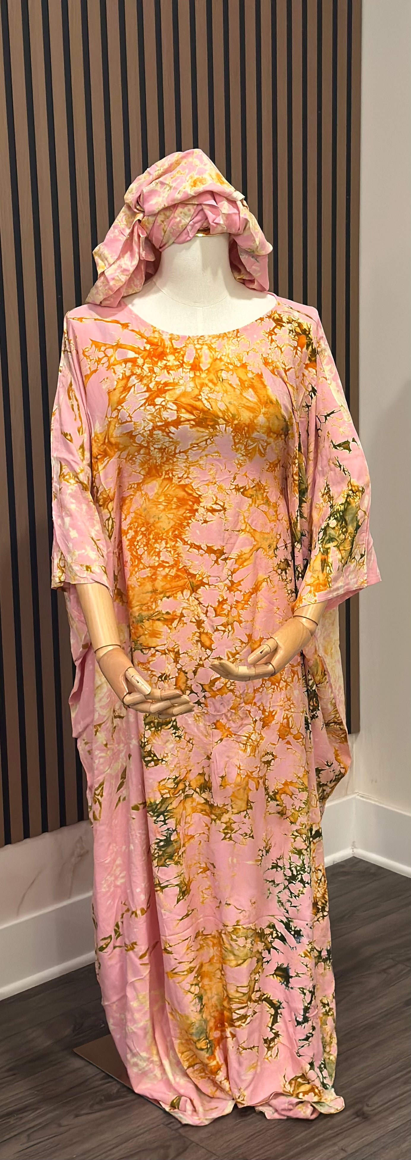 Handmade Tunique with Matching Scarf — Tie-Dye Fabric