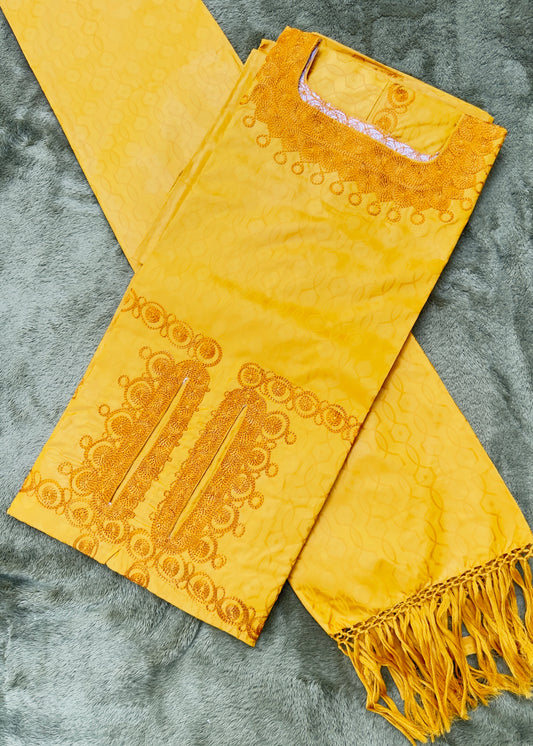 Baye Lahad with Matching Scarf – Premium Bazin Riche Embroidery Set